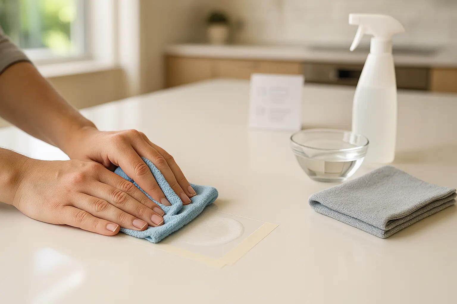 Cleaning sensitive surfaces: test first, then clean the entire area